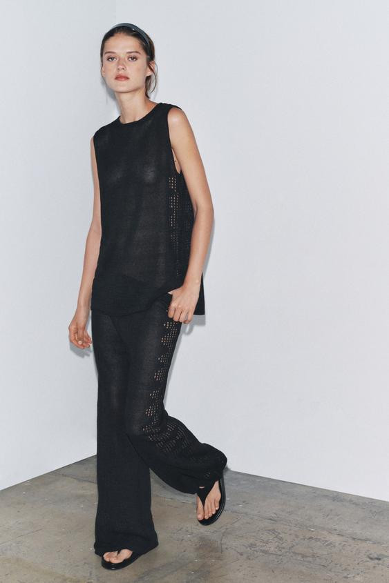 POINTELLE KNIT TROUSERS WITH SIDE DETAIL | Zara UK