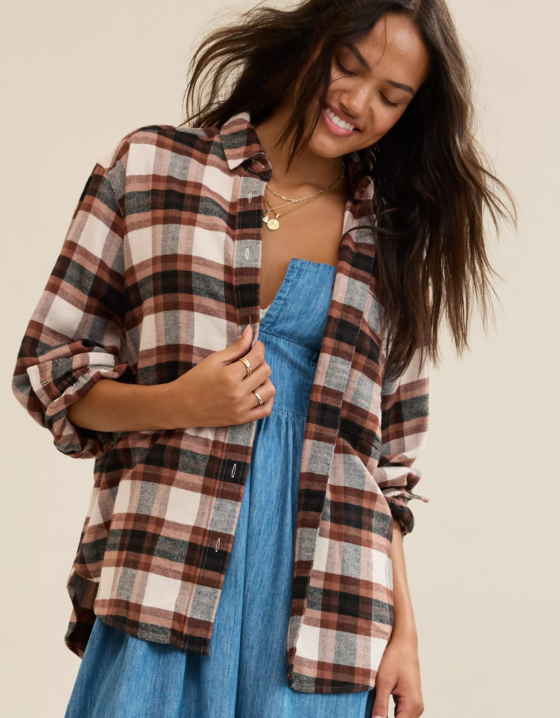 Aerie Anytime Fave Flannel Button Down Shirt | Aerie