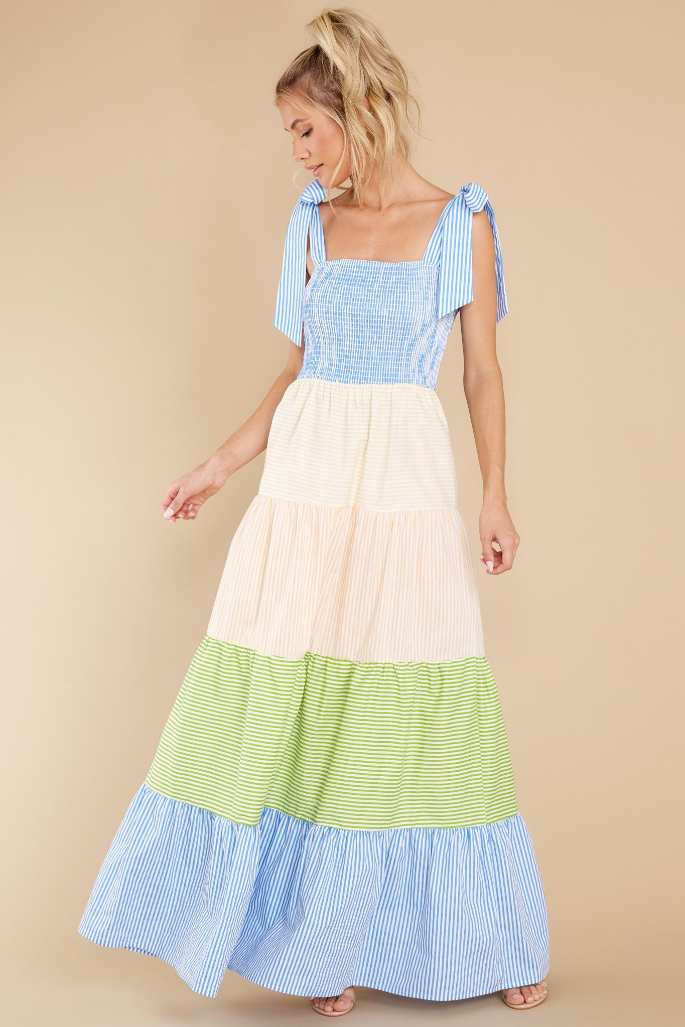 Sweetest Intentions Blue Multi Stripe Maxi Dress | Red Dress 
