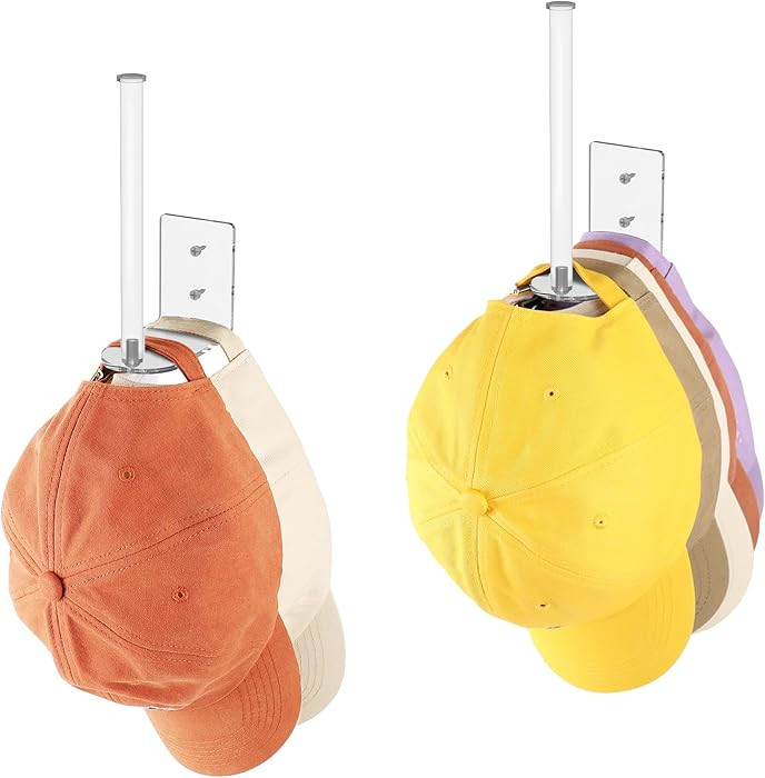 Durmmur 2 Pack Hat Racks for Baseball Caps, Acrylic Hat Organizer, Hat Hooks for Wall, Hat Holder... | Amazon (US)