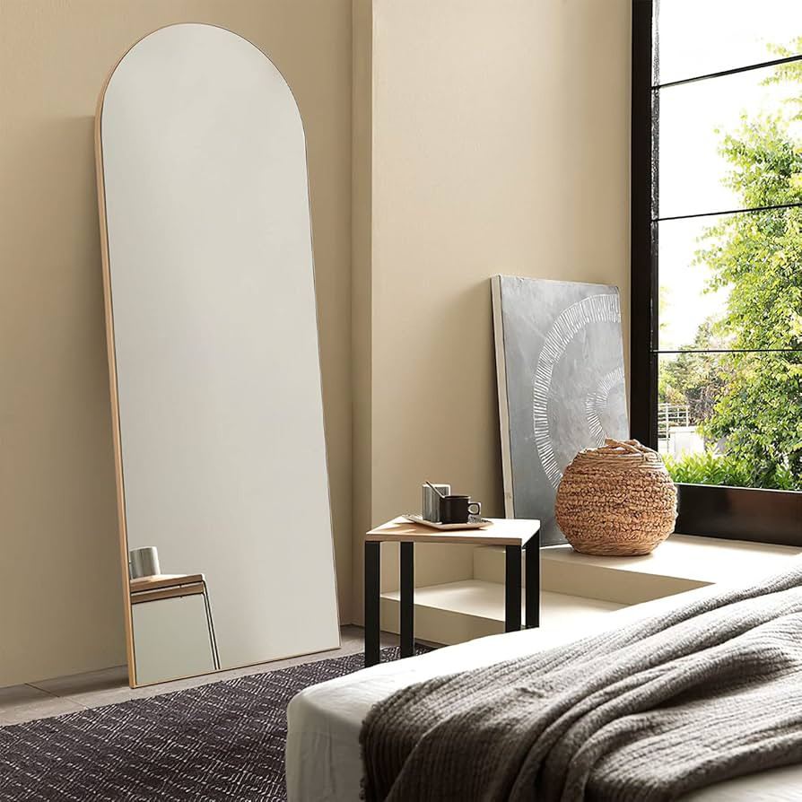 PexFix 65"x22" Full Length Modern Arched-Top Floor Mirror with Standing Holder Bedroom Dressing M... | Amazon (US)