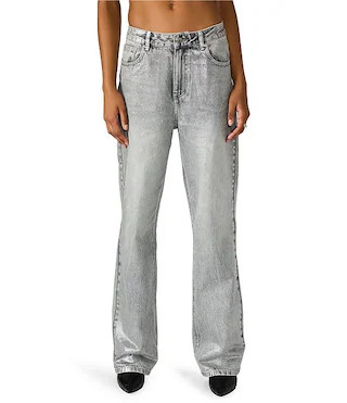 Steve Madden Zo Metallic High Rise Straight Leg Coated Denim Jeans | Dillard's | Dillard's