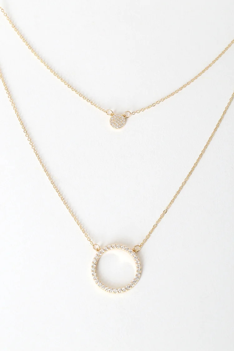 Round Up Gold Rhinestone Layered Necklace | Lulus (US)