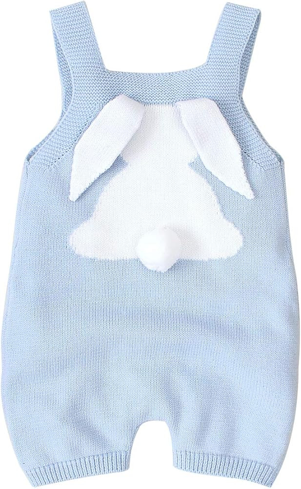 MoZiKQin Baby Girl Boy Easter Bunny Romper Sleeveless Knitted Bodysuit Jumpsuit My 1st Easter Out... | Amazon (US)