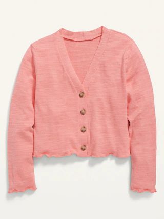 Cropped Slub-Knit Button-Front Cardigan Sweater for Girls | Old Navy (US)