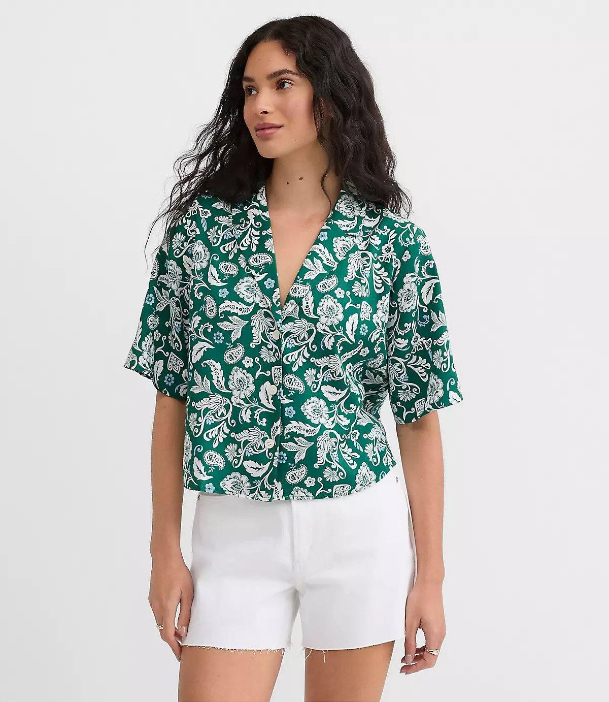 Floral Twill Relaxed Everyday Shirt | LOFT