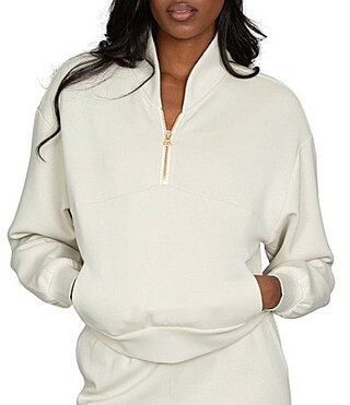GOLD HINGE LuxeSoft� Lounge Coordinating Quarter-Zip Long Sleeve Pullover - L | Dillard's