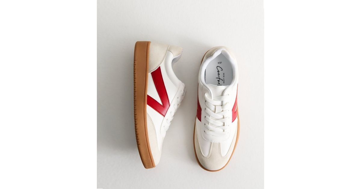 White Panelled Low Top Lace Up Trainers | New Look | New Look (UK)