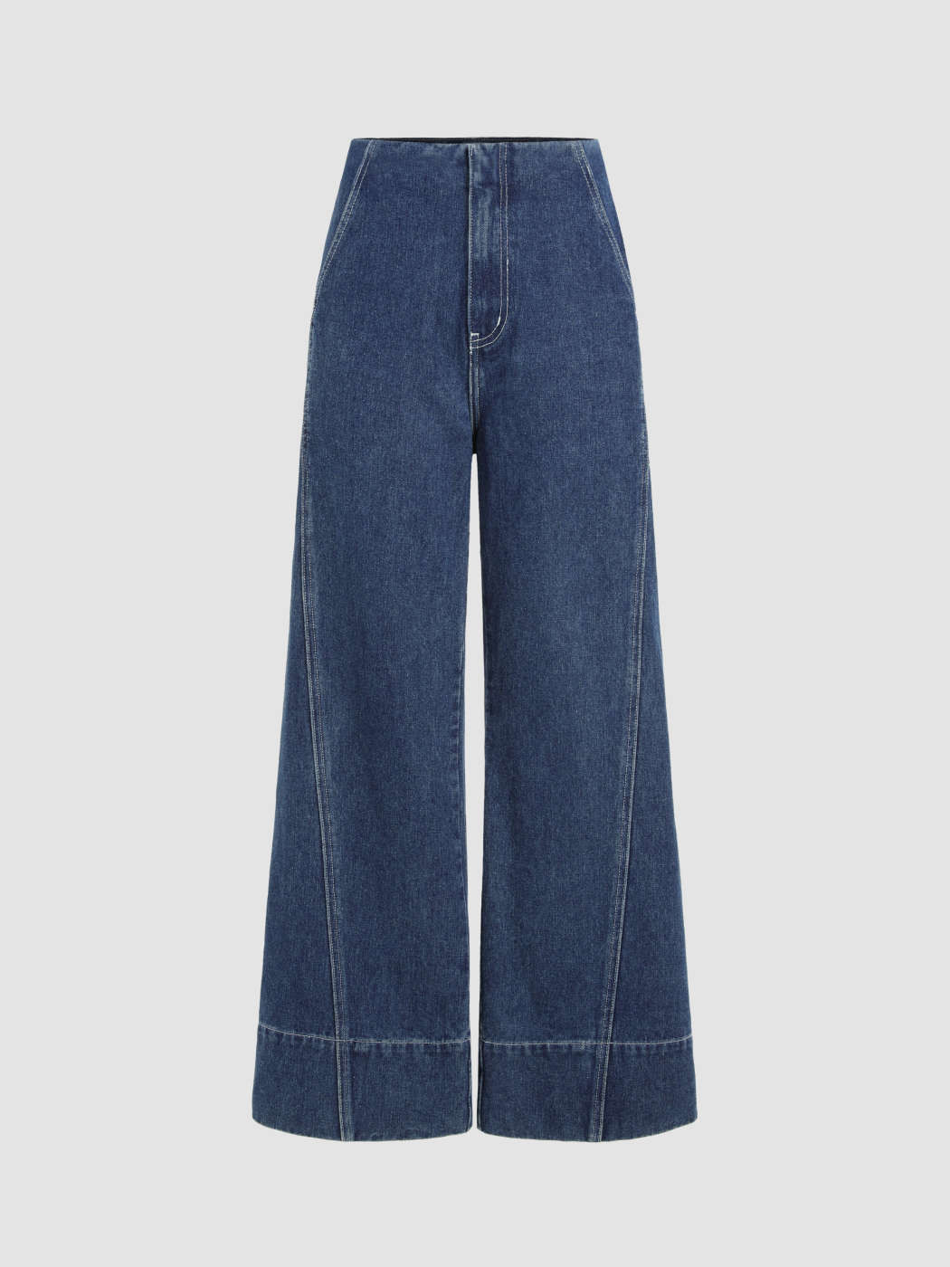Western Outfits Denim Solid Denim Mid Waist Wide Leg Jeans For School Daily Casual | Cider