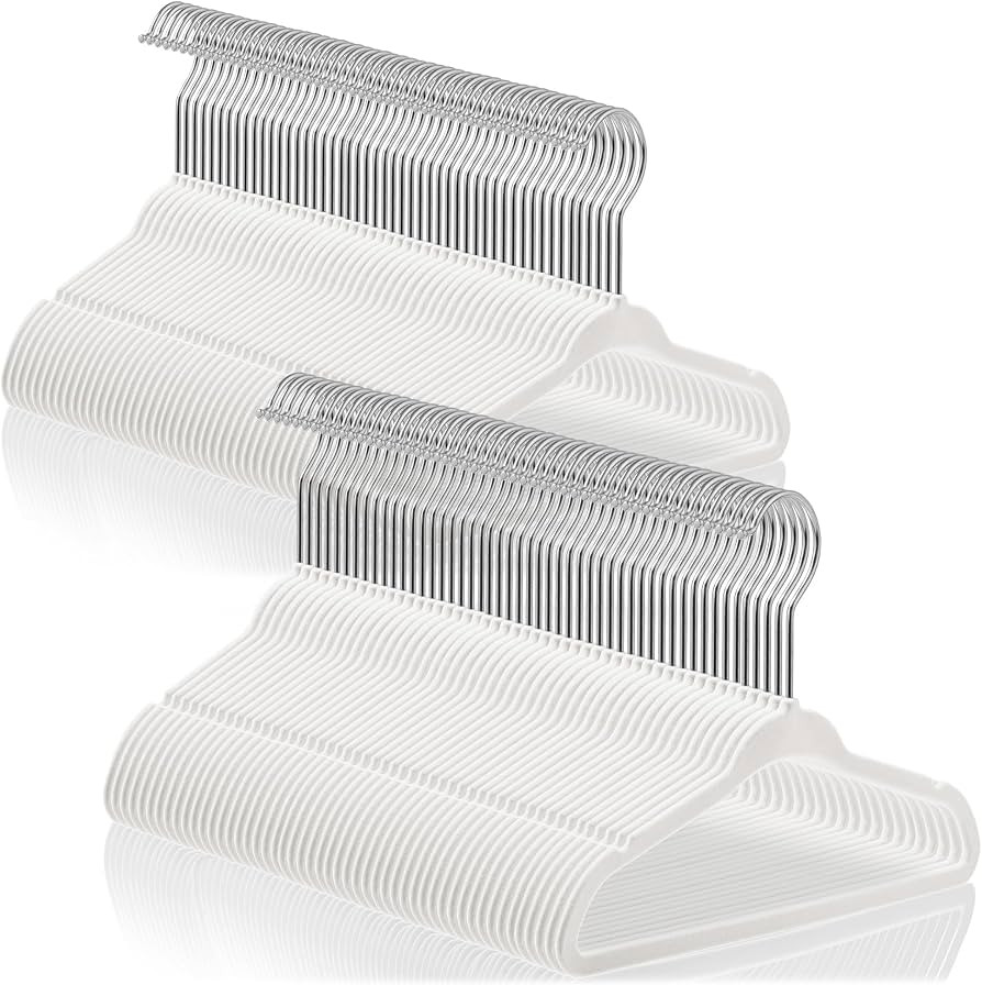 Casafield 100 Velvet Baby Hangers - 11" Size for Infant & Toddler Clothes - Ivory | Amazon (US)