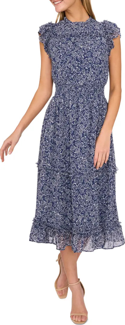 Floral Flutter Sleeve Midi Dress | Nordstrom