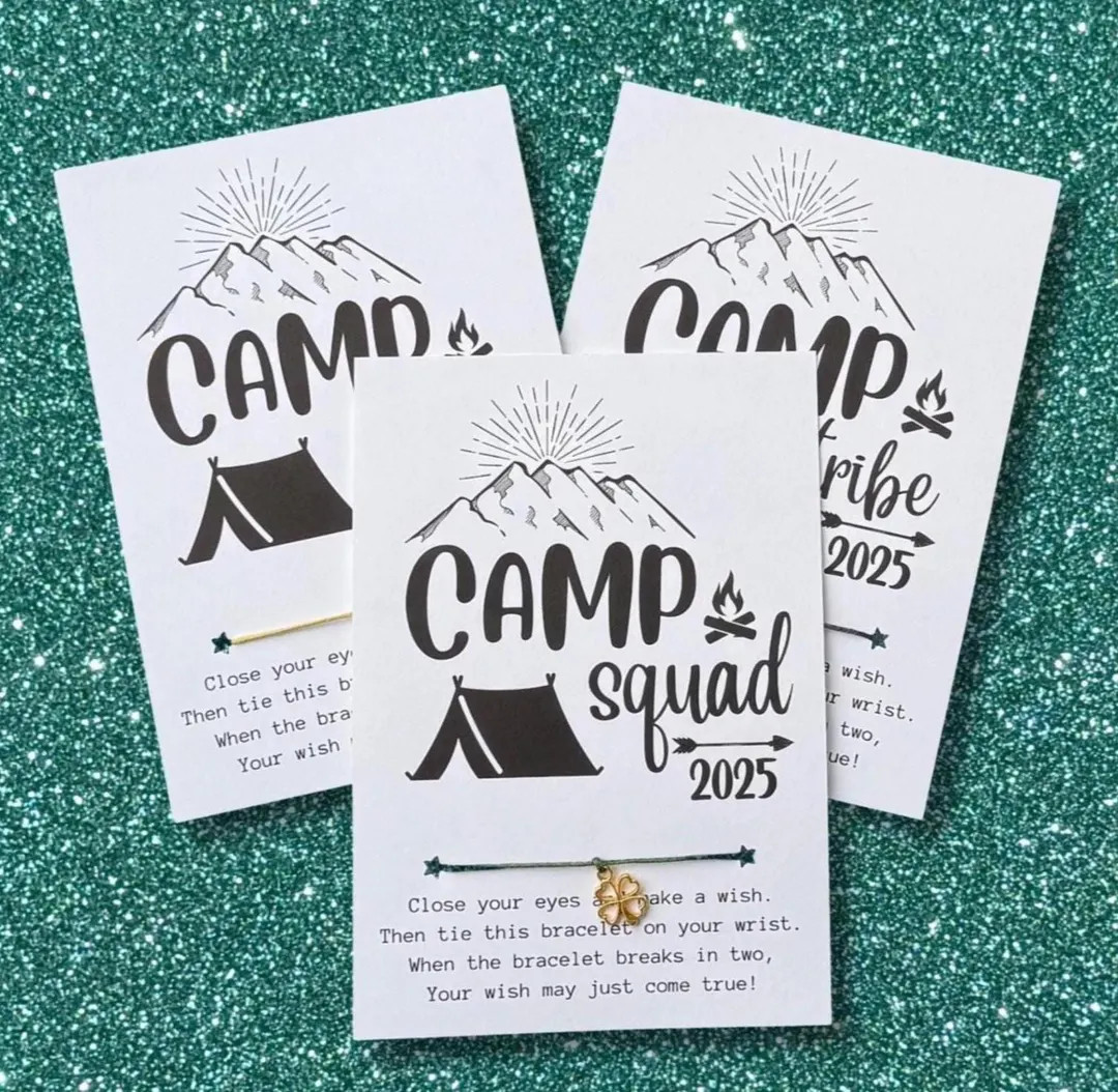 CAMP Crew/squad/tribe 2025 Card, Wish Bracelet, Camp Gift, Camping Party Favor, Summer Camp Gift,... | Etsy (US)