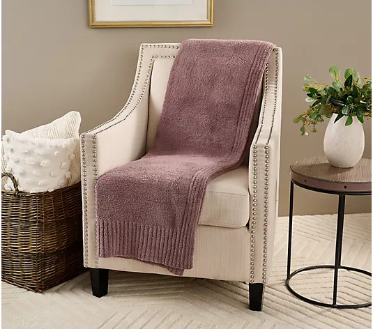 Barefoot Dreams CozyChic Stacked Rib Border 45"x60" Blanket - QVC.com | QVC
