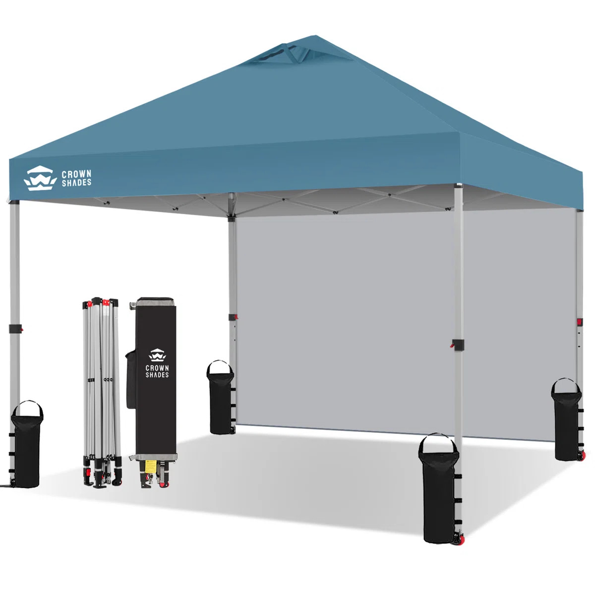 10 Ft. W x 10 Ft. D Steel Pop-Up Canopy Beach Tent with 1 Side Wall | Wayfair North America