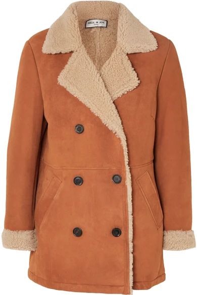 Double-breasted faux fur-lined suede jacket | NET-A-PORTER (US)
