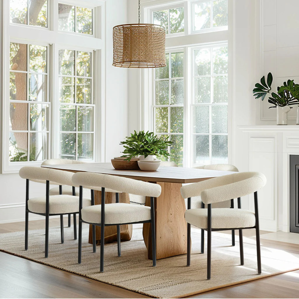 New York Modern Boucle Upholstered Dining Chair (Set of 6) | Pop Maison