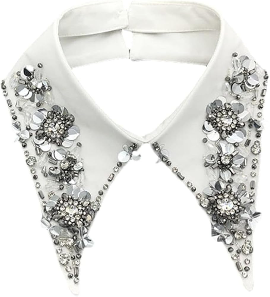 PLCPDM Detachable False Collar Rhinestones Sequins Beaded for Shirt or Dress for Lady Girl Encrus... | Amazon (US)