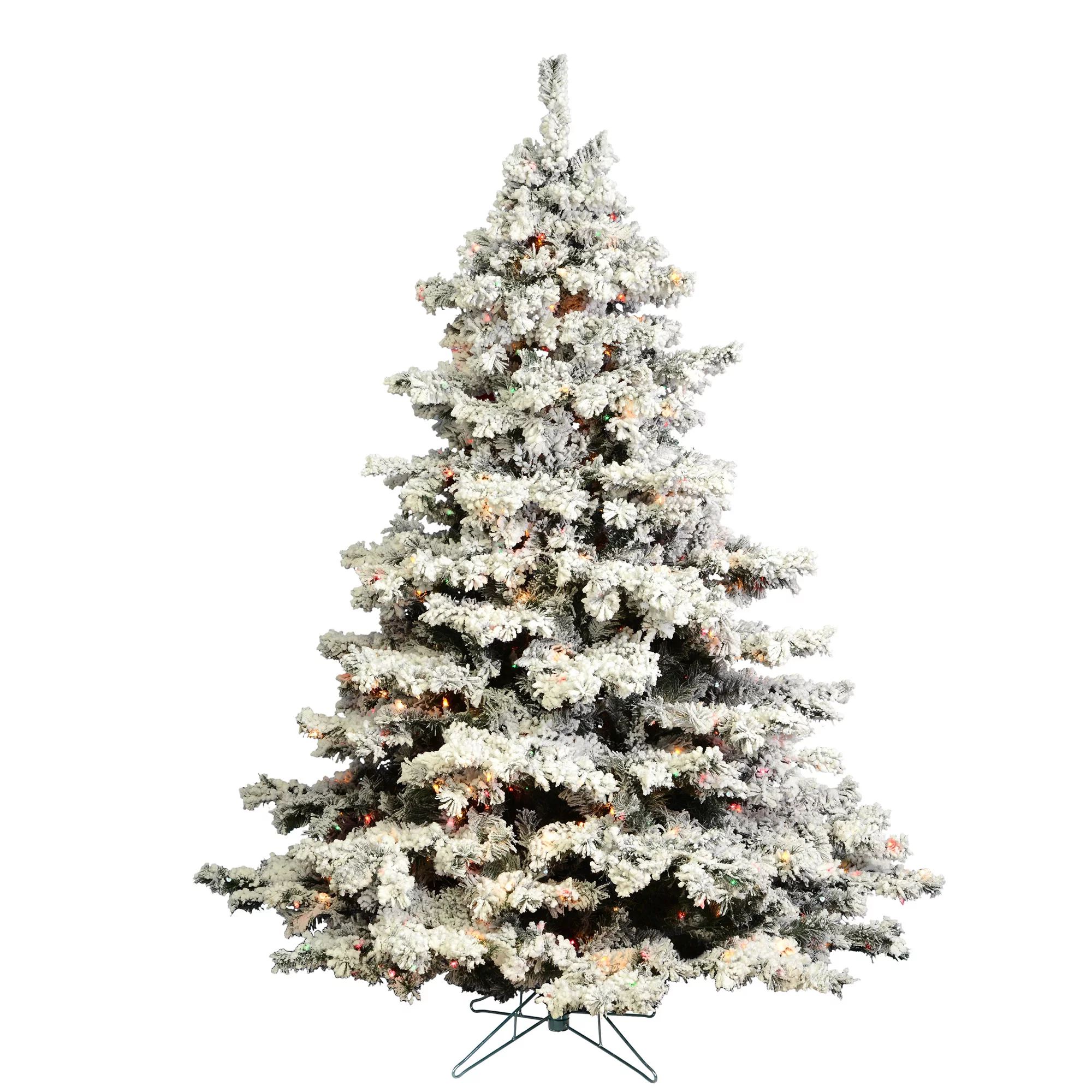 Vickerman Artificial Christmas Tree 7.5' x 68" Flocked Alaskan DuraLt 800 Multi-color Lights/G50 ... | Walmart (US)