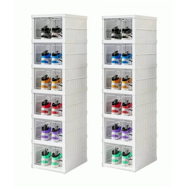 6-Tier Foldable Shoe Rack Storage Cubes - Sturdy, Durable Plastic Organizer with 6 Layers of Stac... | Walmart (US)