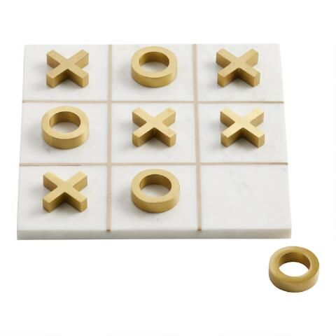 CRAFT Marble and Metal Tic Tac Toe Game Board Set | World Market
