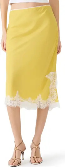 Cinthia Lace Trim Midi Skirt | Nordstrom