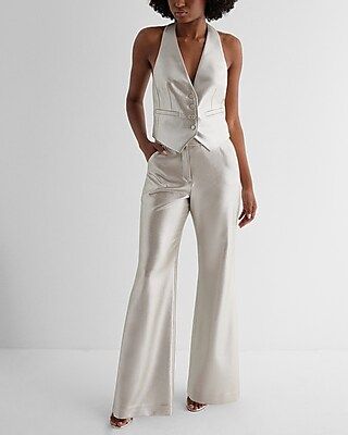 Editor High Waisted Metallic Trouser Flare Pant | Express