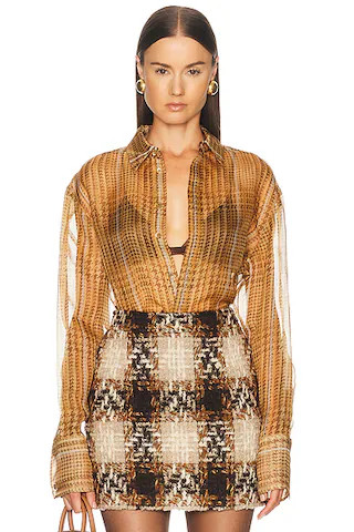 Plaid Silk Button Down Shirt | FWRD 