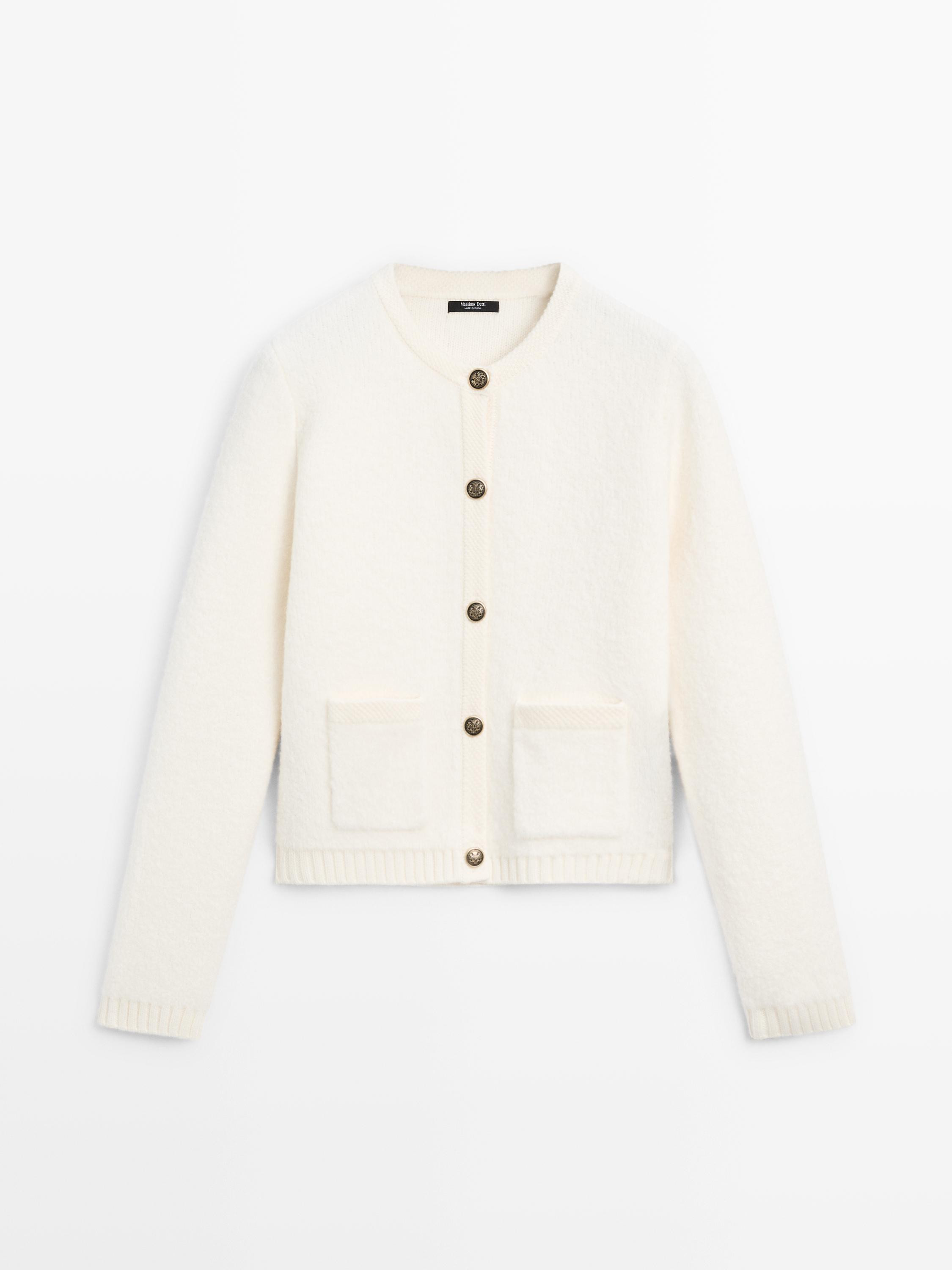Short knit cardigan with gold button details | Massimo Dutti UK