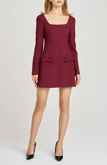 WAYF x Sara Walker Anna Long Sleeve Minidress in Merlot at Nordstrom Rack, Size X-Small | Nordstrom Rack