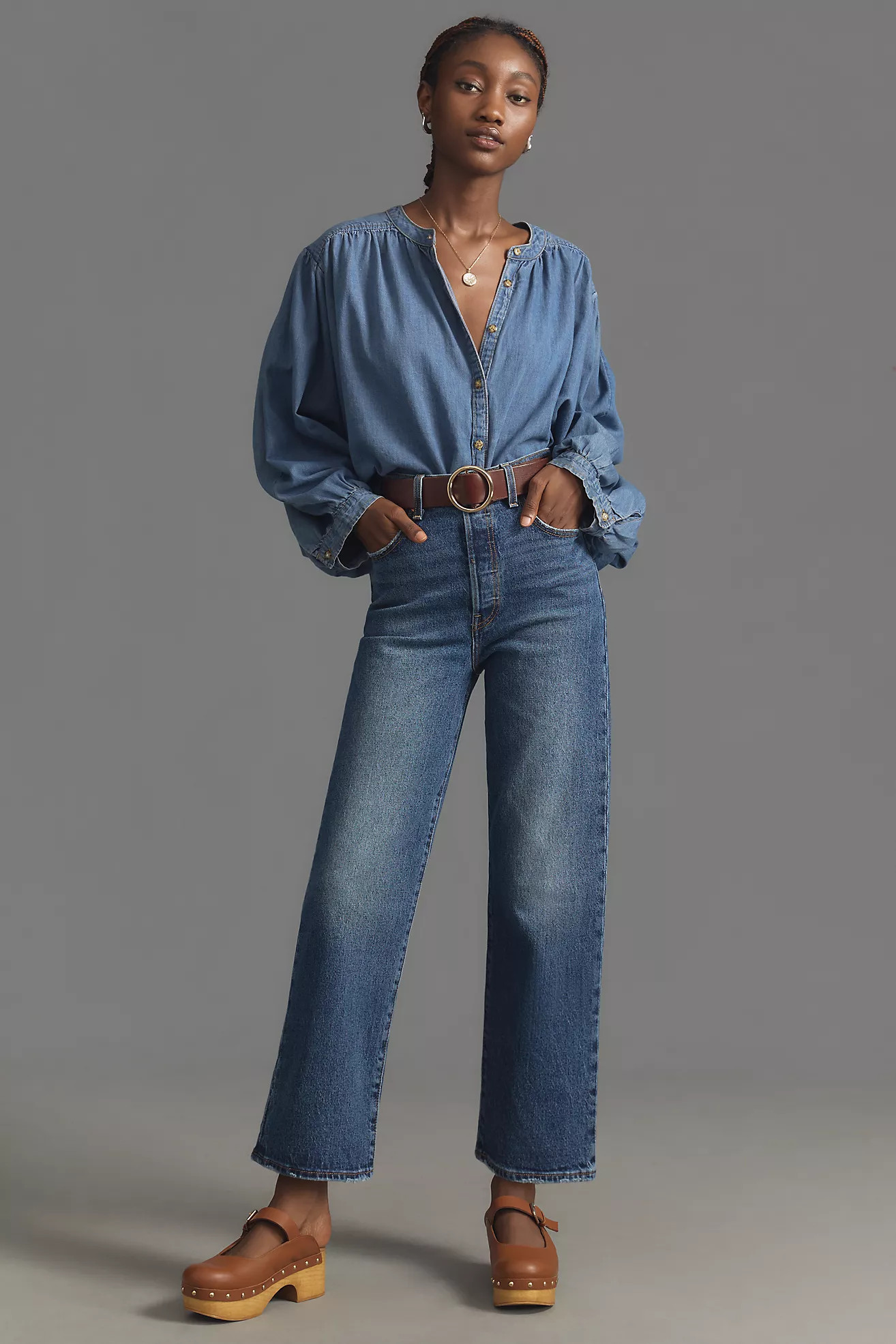 Levi's Ribcage High-Rise Straight-Leg Ankle Jeans | Anthropologie (US)