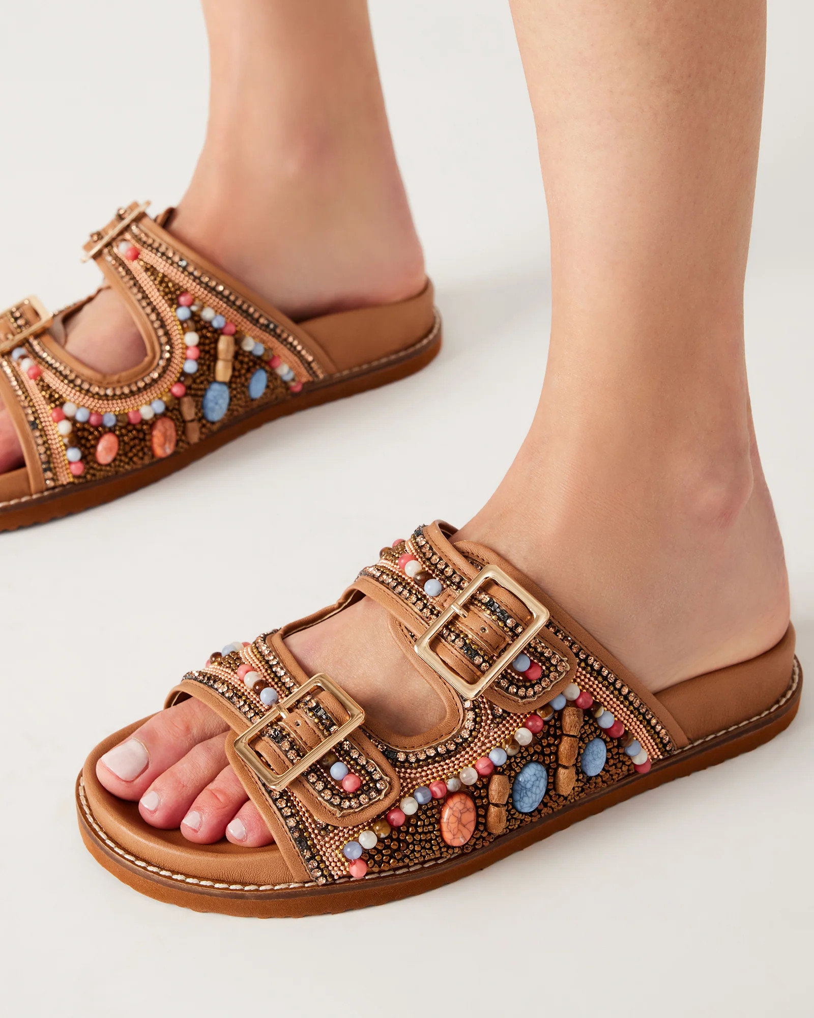 CABO Multi Beaded Footbed Slide | Women's Sandals | Steve Madden (US)