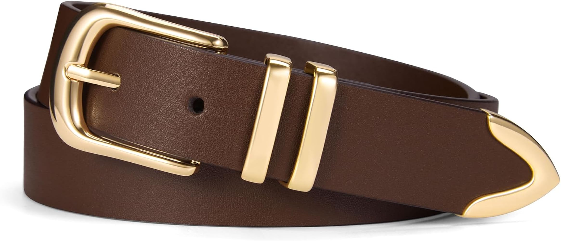 VATAN Women Leather Belt for Jeans Dresses Pants Fashion Ladies Casual Waist Belt with Gold Buckl... | Amazon (US)