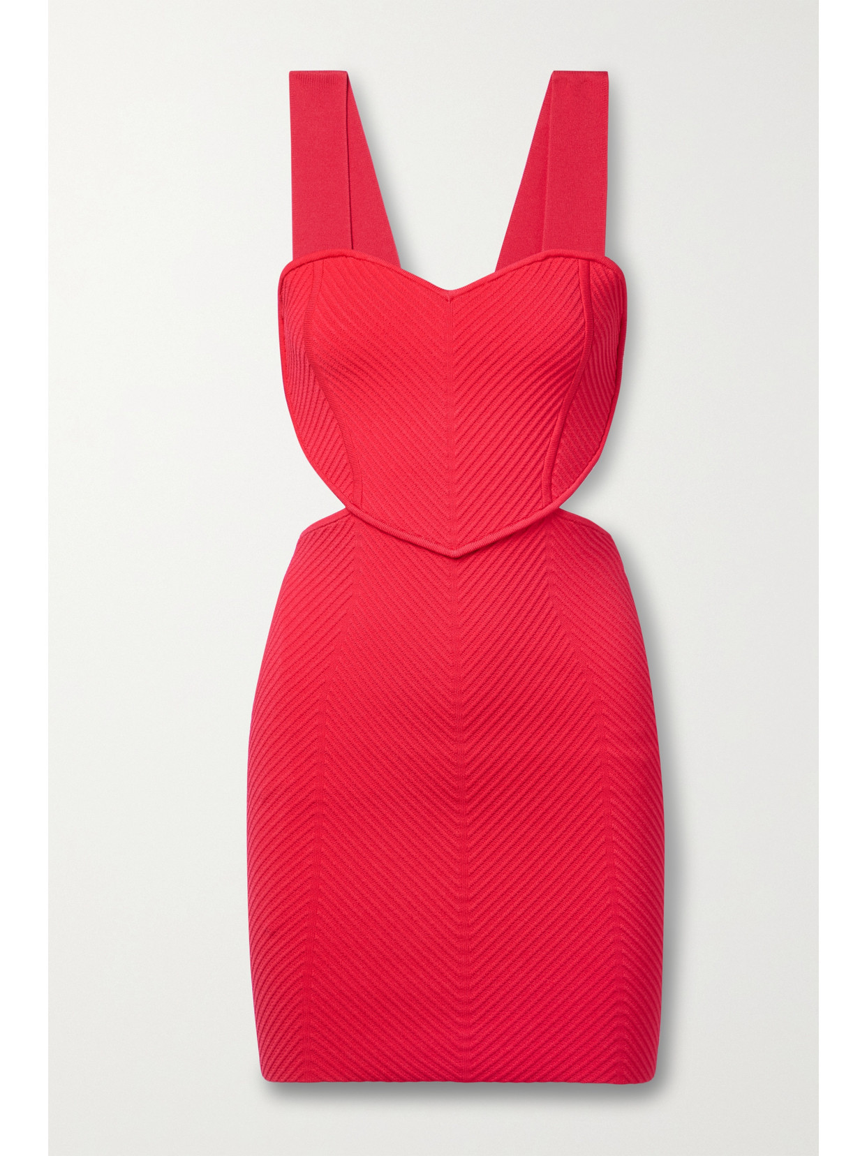 Hervé Léger - Ottoman Cutout Ribbed Recycled-bandage Mini Dress - Red | NET-A-PORTER (US)