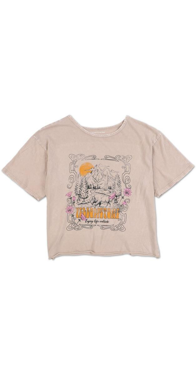 Juniors Washed Yellowstone Graphic Tee - Taupe-Taupe-2317892520621   | Burkes Outlet | bealls