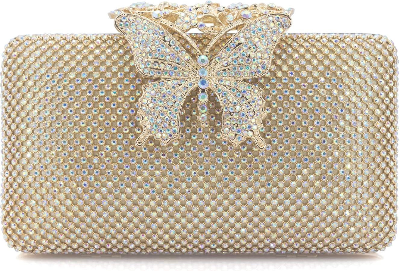 Dexmay Rhinestone Clutch Bag with Crystal Butterfly Clasp Women Evening Handbag Formal Party Purs... | Amazon (US)
