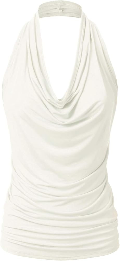 EIMIN Women's Casual Halter Neck Draped Front Sexy Open Back Tank Top (S-3XL) | Amazon (US)