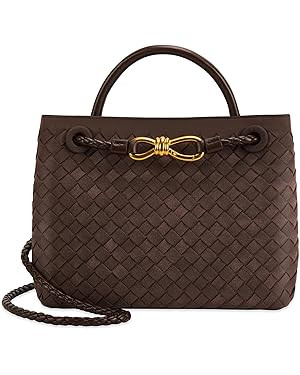 Suede Woven Tote Bag for Women Leather Shoulder Handbag Designer Top Handle Purses(Chocolate Colo... | Amazon (US)
