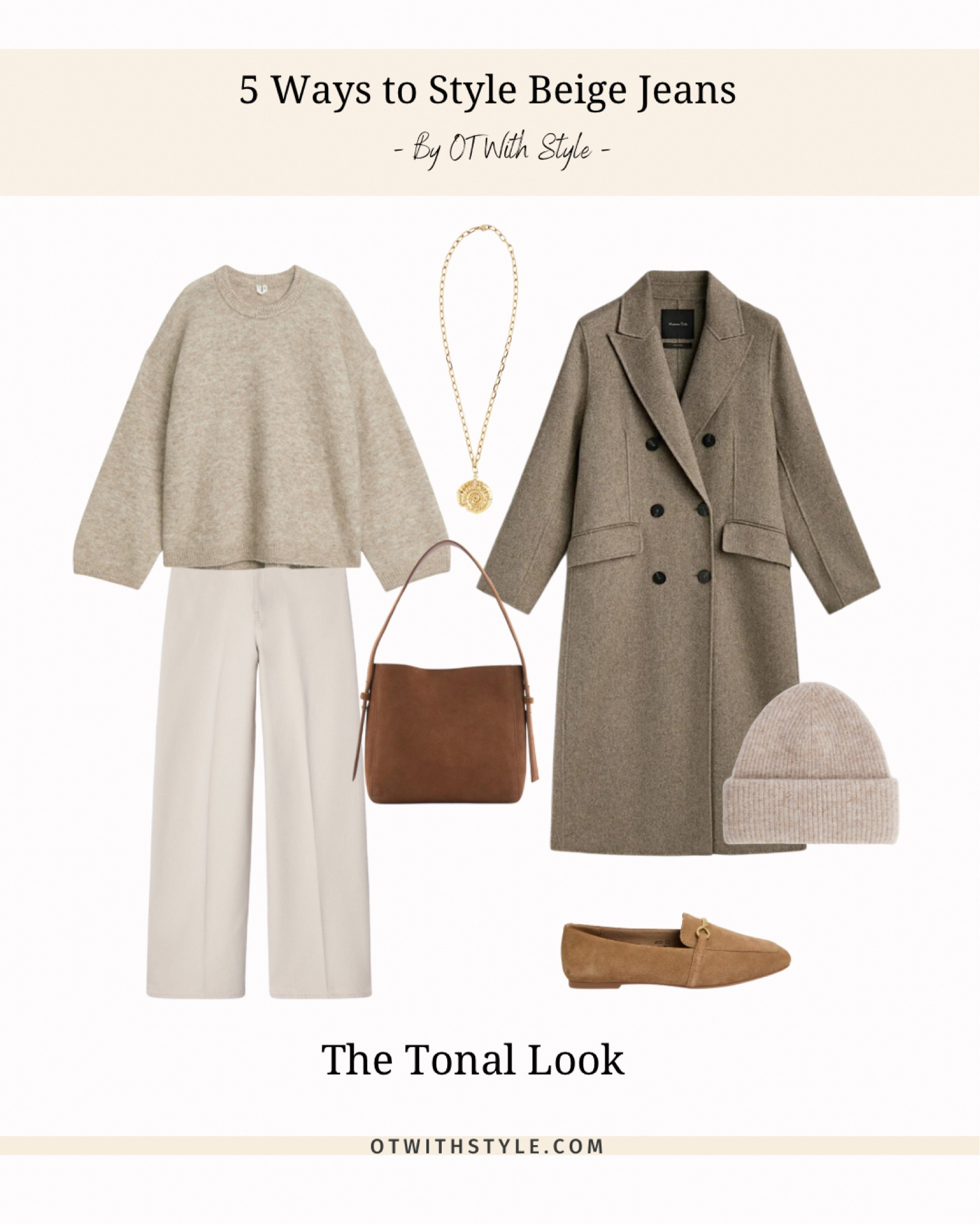 Styling beige jeans in a tonal look with a beige jumper, brown wool coat and brown suede shoes 🤎🤍

#LTKuk #LTKspring #LTKworkwear