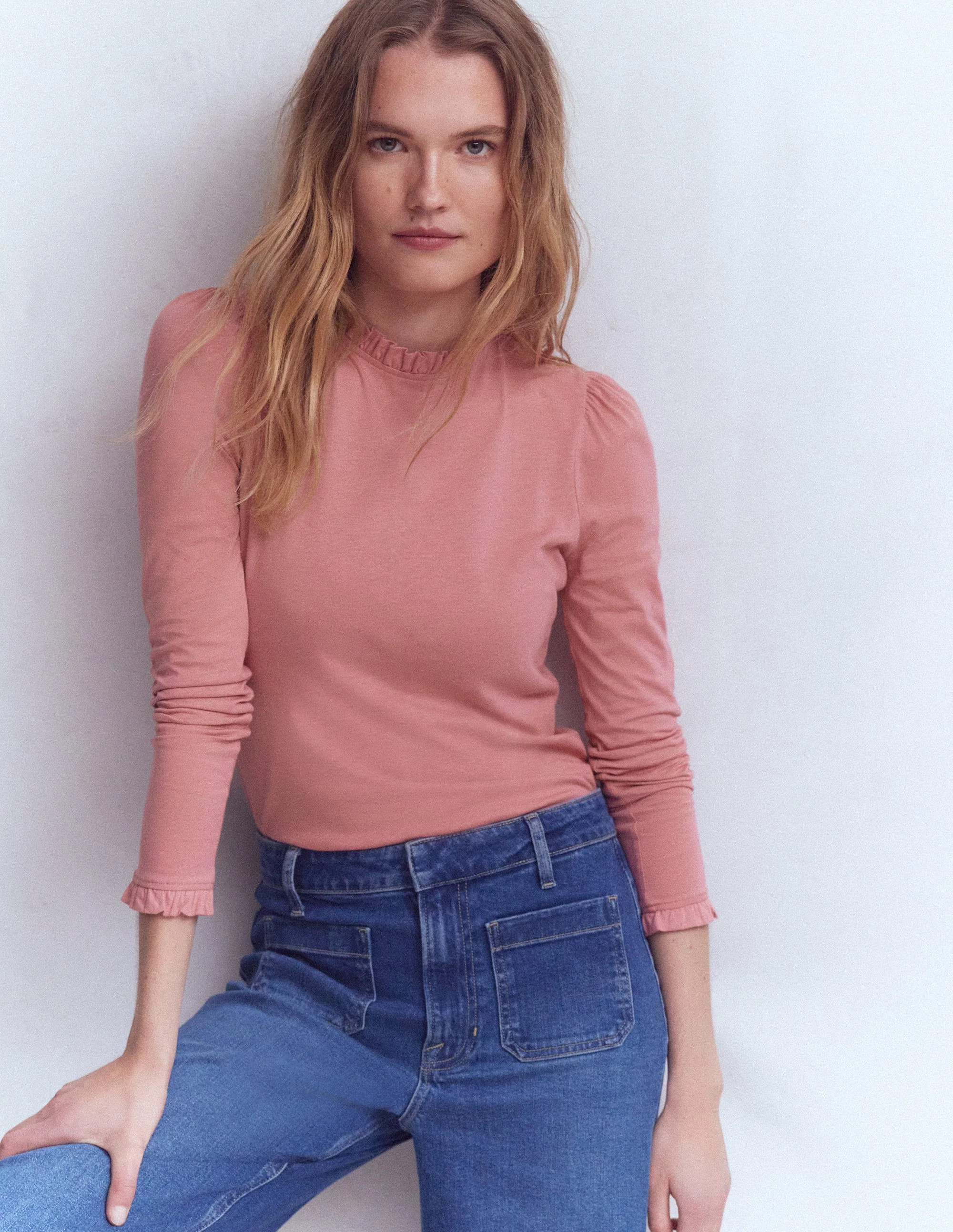 Supersoft Frill Detail Top-Vintage Rose | Boden (US)
