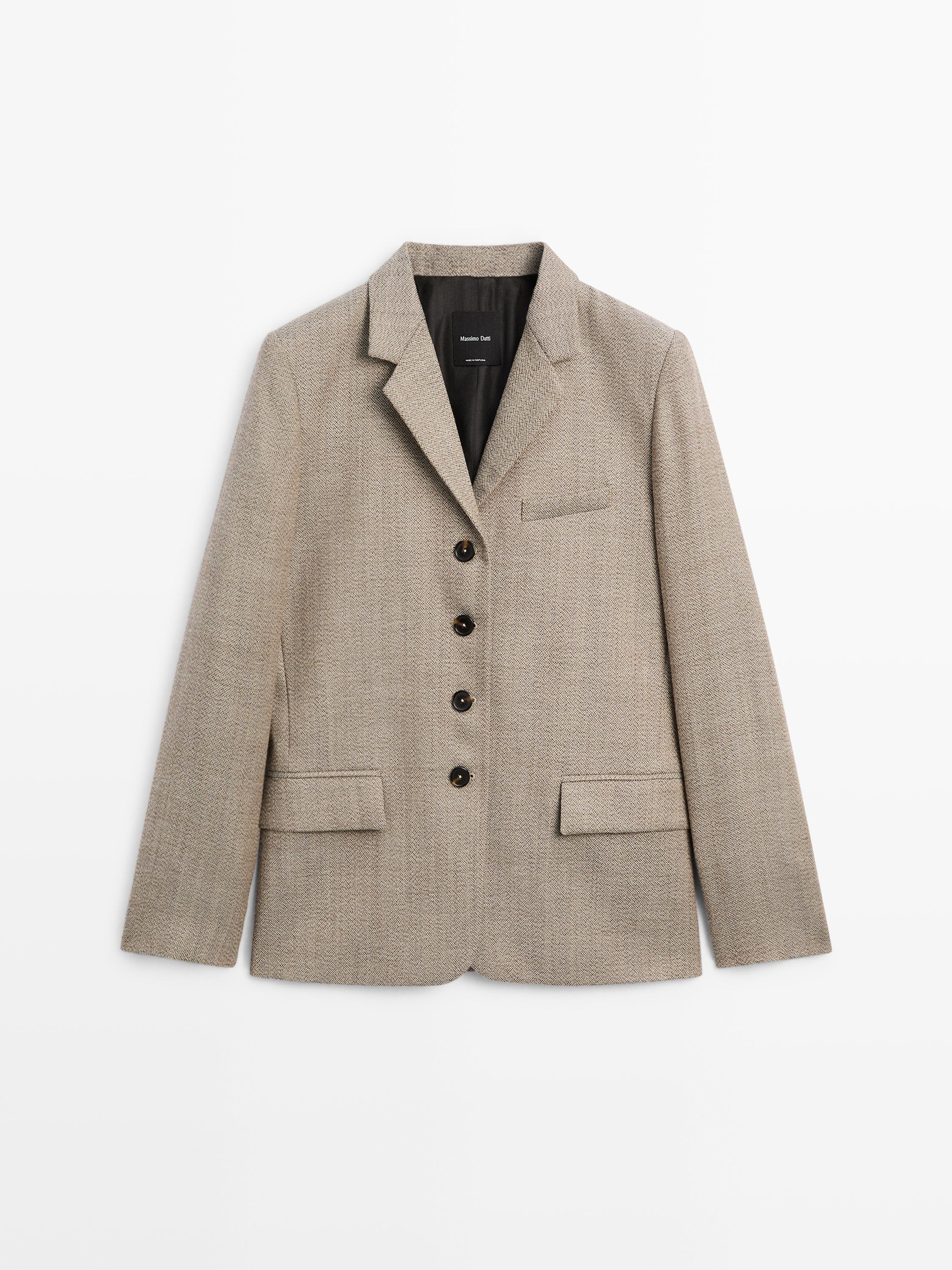Flecked 100% wool blazer · Beige · Dressy | Massimo Dutti | Massimo Dutti UK