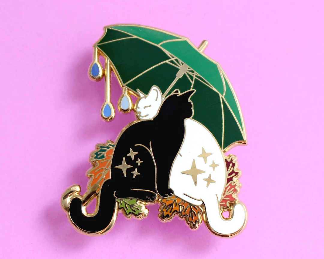 Umbrella cats enamel pin Autumn pin Fall pin Umbrella pin Cat enamel pin Hugging cats Seasonal pi... | Etsy (US)
