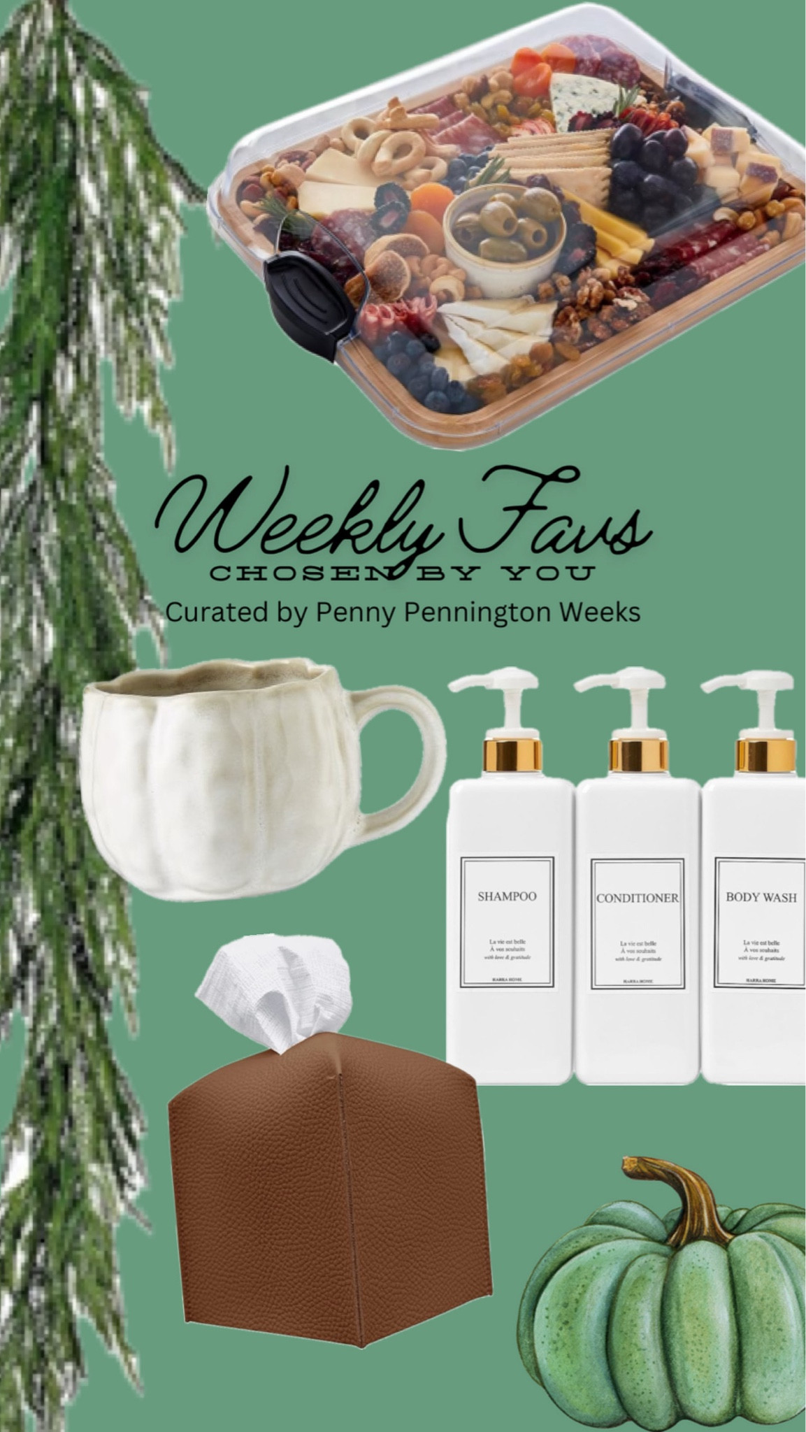 Weekly Favs chosen by YOU!

The perfect fall mug, my new covered charcuterie board, and the most beautiful garland.

Plus the perfect shower organizers and tissue box cover. 

#LTKHome #LTKHoliday #LTKSeasonal