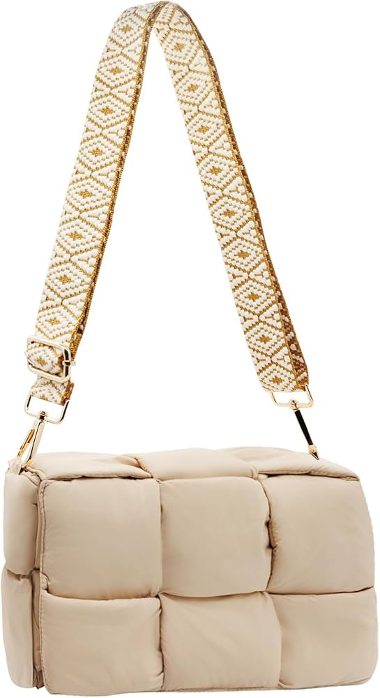 NAARIIAN Puffer shoulder bag Nylon padded woven handbag designer crossbody dupes women down purse | Amazon (US)