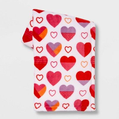 Oversized Hearts Plush Valentine's Day Throw Blanket White/Red - Spritz™ | Target