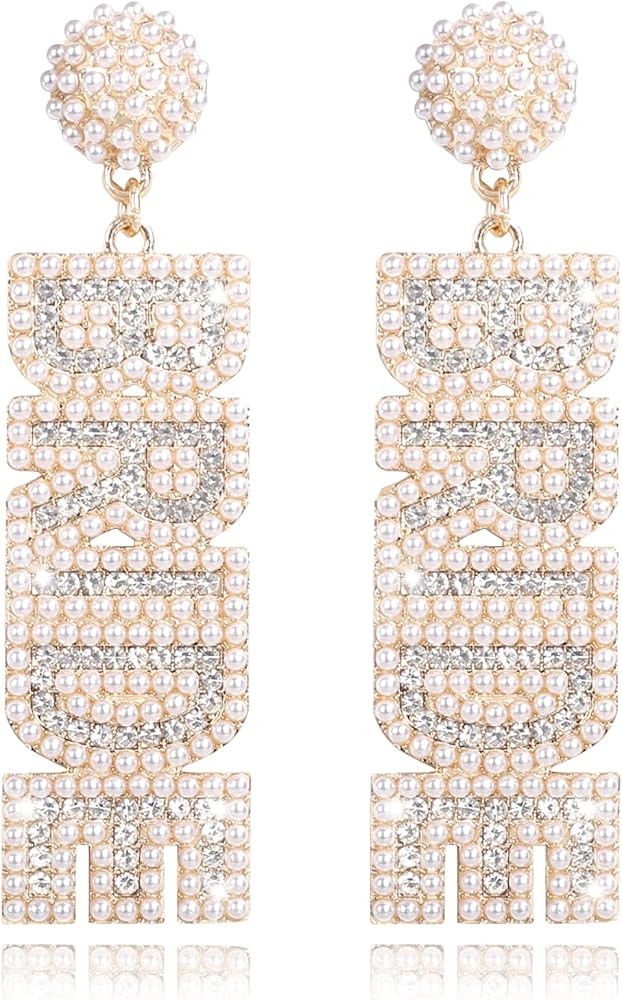 Bride Earrings - Bride To Be Gifts for Bachelorette Beaded Earrings For Bachelorette Outfit Bride... | Amazon (US)