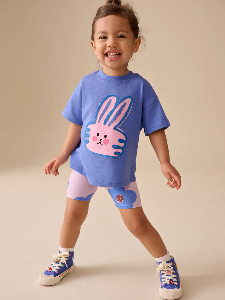 Blue Bunny Short Sleeve T-Shirt and Cycle Shorts Set (3mths-7yrs) | Next US
