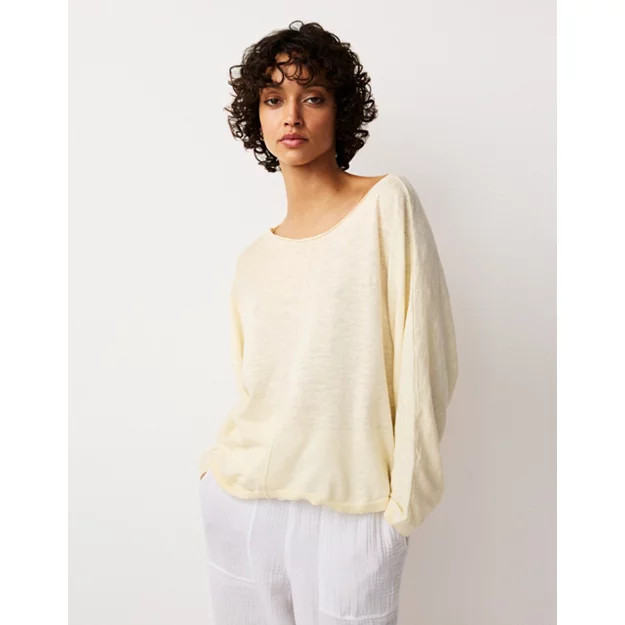 Linen Cotton Slash Neck Batwing Jumper | The White Company UK & ROW