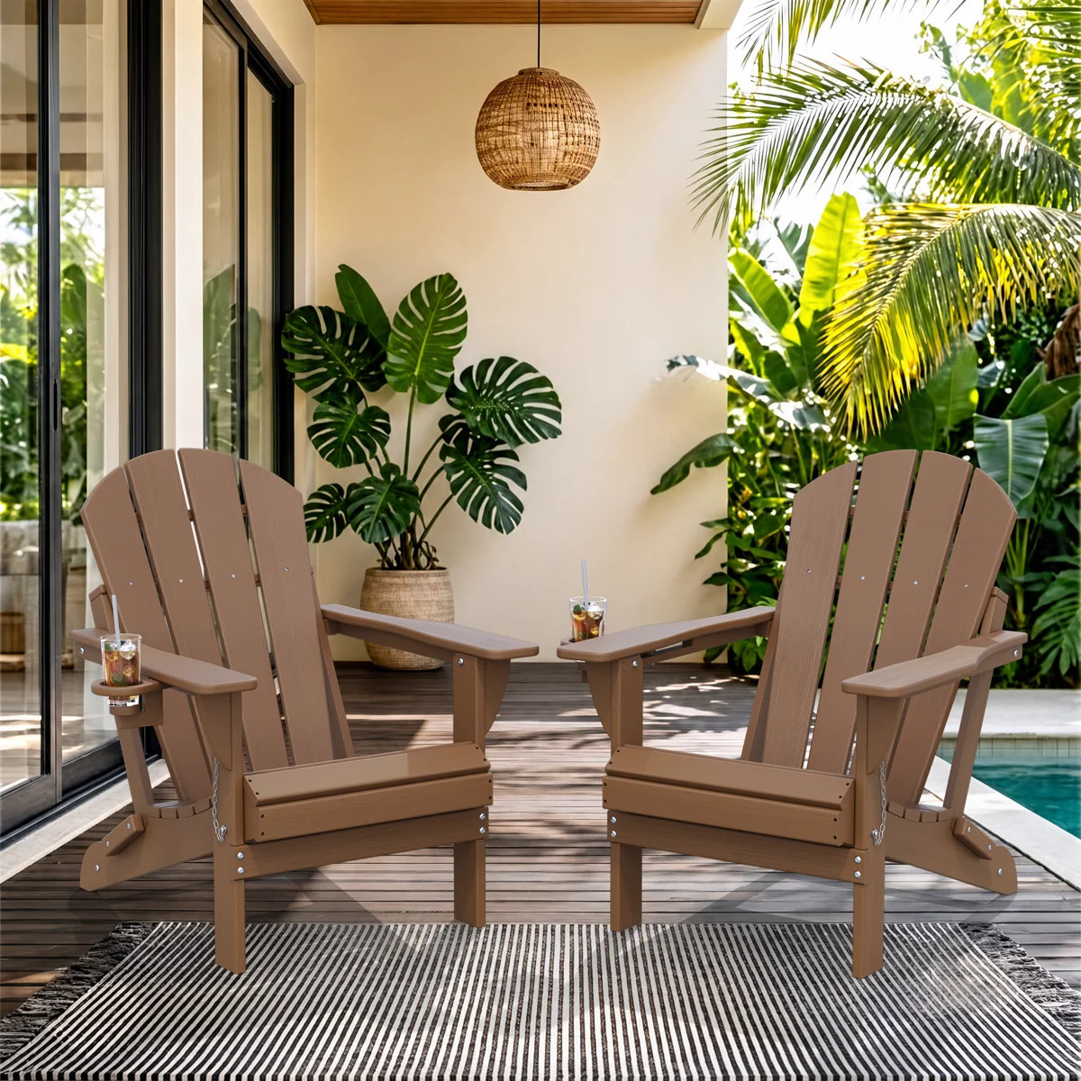HDPE Outdoor Foldable Adirondack Chair Set Fire Pit Chair (Set of 2) | Wayfair North America