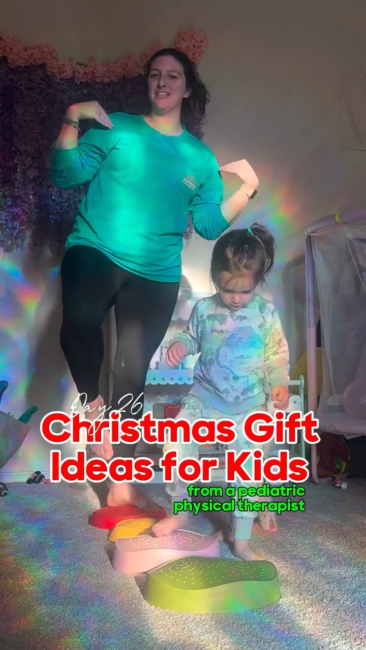 Sensory stepping stones are one of my favorite ways to build balance, coordination, strength, and confidence at home. ✨

You can spread the stones out for a bigger challenge, bring them closer together for beginners, or even stack them into a giant “turtle shell” for extra fun.
Such an easy win for gross motor play, vestibular input, and indoor movement on days you’re stuck inside.

Is your little one into sensory play yet? 🐢💫

#pediatricphysicaltherapy #toddlertoys #christmasgiftideas

#LTKKids #LTKHoliday