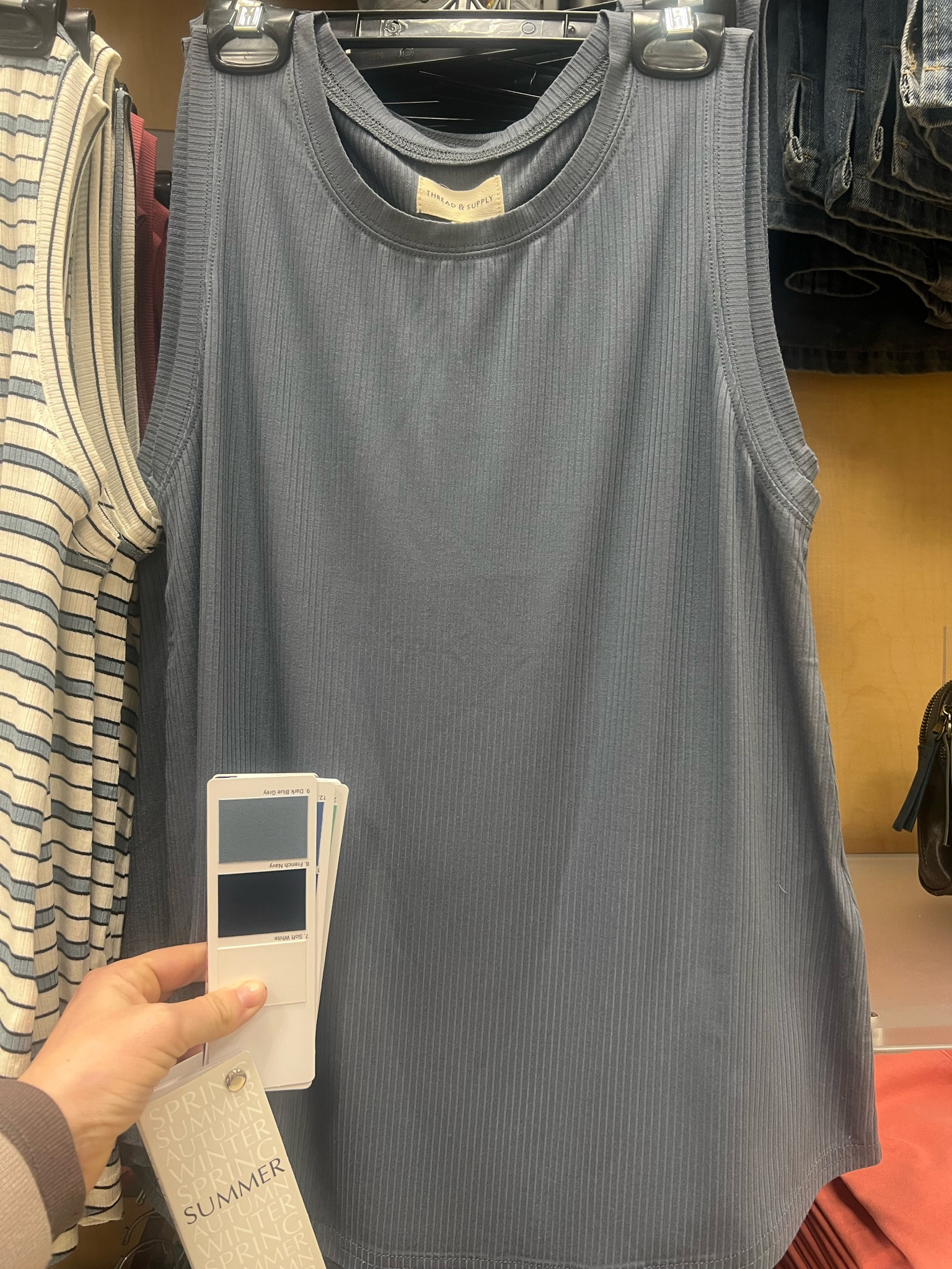 Dark blue gray tank! Such a great summer neutral! 

#LTKFindsUnder50